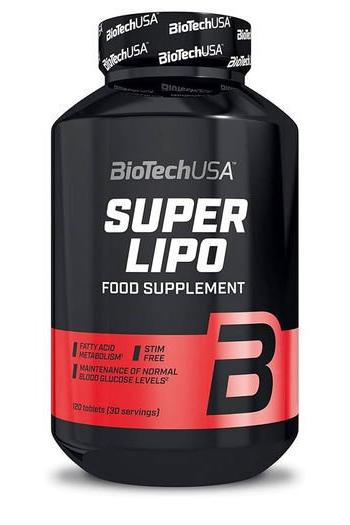 BioTechUSA Super Lipo food supplement bottle for maintaining normal blood glucose levels and metabolism.