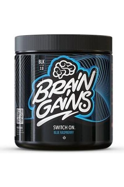 Brain Gains - Switch-On 2.0 Black Edition supplement jar, designed for productivity and cognitive performance.