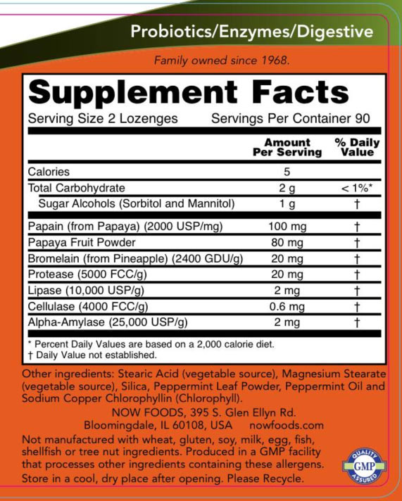 NOW Foods - Papaya Enzyme - Digestive Support