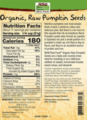 NOW Foods - Organic Raw Pumpkin Seeds - 340g (KORT DATO 2026-09-30)
