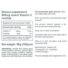Vitamin C 500 Tidsfrigörande näringsfakta