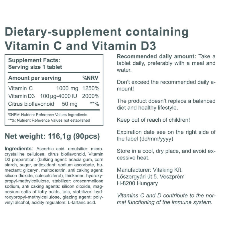 Vitamin C + D-4000NE ingredienser och dosering