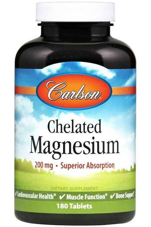 Carlson Labs - Chelated Magnesium, 200mg - 180 tablets