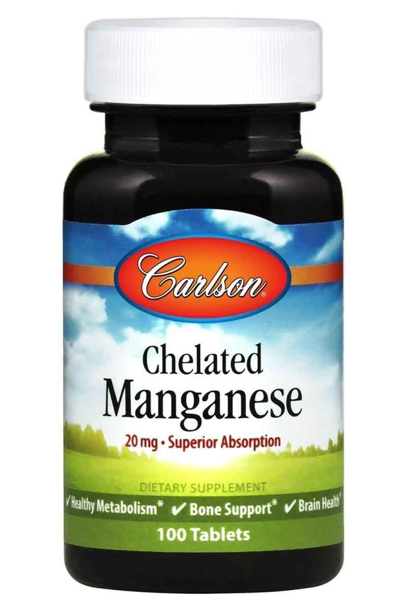 Carlson Labs - Chelated Manganese, 20mg - 100 tablets