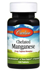 Carlson Labs - Chelated Manganese, 20mg - 100 tablets