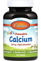 Carlson Labs Kid's Chewable Calcium 250mg Natural Vanilla 60 tablets dietary supplement for bone and dental health