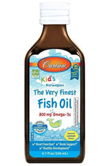 Carlson Labs Kid's The Very Finest Fish Oil, 800 mg Omega-3, natural lemon flavor, supports brain and heart health.