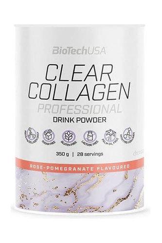 BioTech USA Clear Collagen Professional drink powder, 350g, rose-pomegranate flavor, sugar-free, gluten-free, lactose-free.