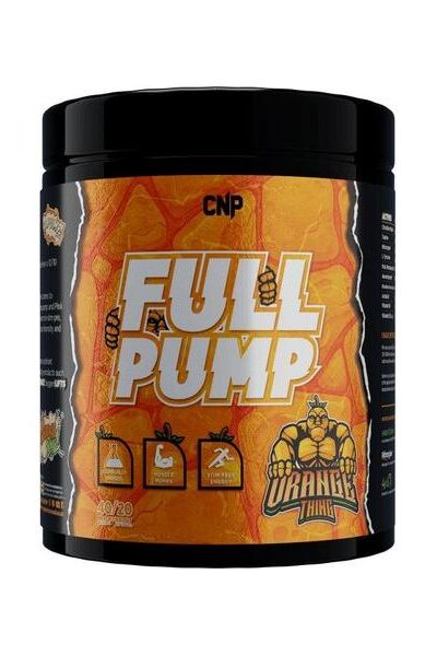 CNP Full Pump supplement jar in orange for enhanced muscle pump and performance during workouts.