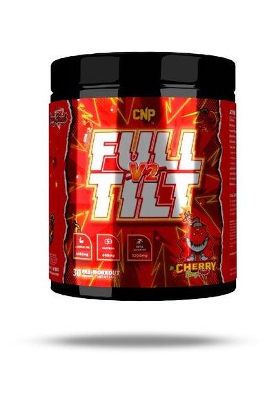 CNP Full Tilt V2 Pre-Workout in Cherry flavor, designed for improved performance and enhanced focus.