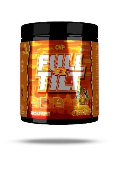 CNP Full Tilt V2 Pre-Workout supplement with vibrant orange packaging designed for enhanced performance.