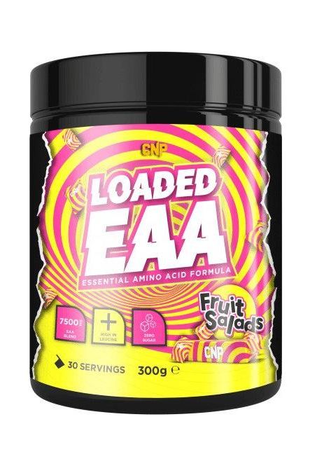 CNP Loaded EAA essential amino acid formula in Fruit Salads flavor, 300g jar with vibrant packaging.