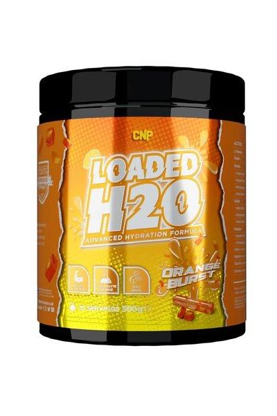CNP Loaded H2O - Orange Burst hydration formula in a black container for enhanced performance and electrolytic balance.