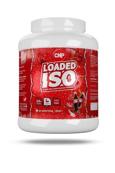 CNP Loaded ISO protein powder container with clear collagen protein for low-calorie refreshment.