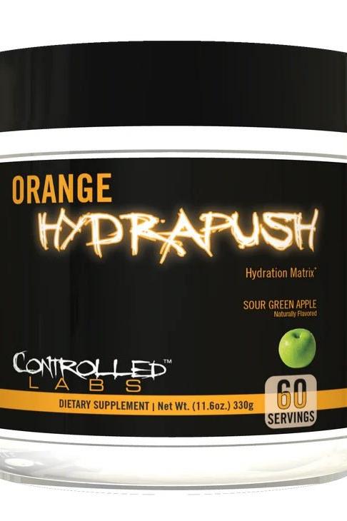 Controlled Labs Orange HydraPush electrolyte powder for hydration and recovery, natural sour green apple flavor, 60 servings.