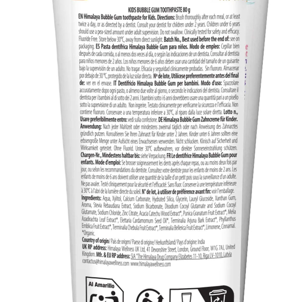 Himalaya Botanique - Kids Toothpaste, Bubble Gum - 80g