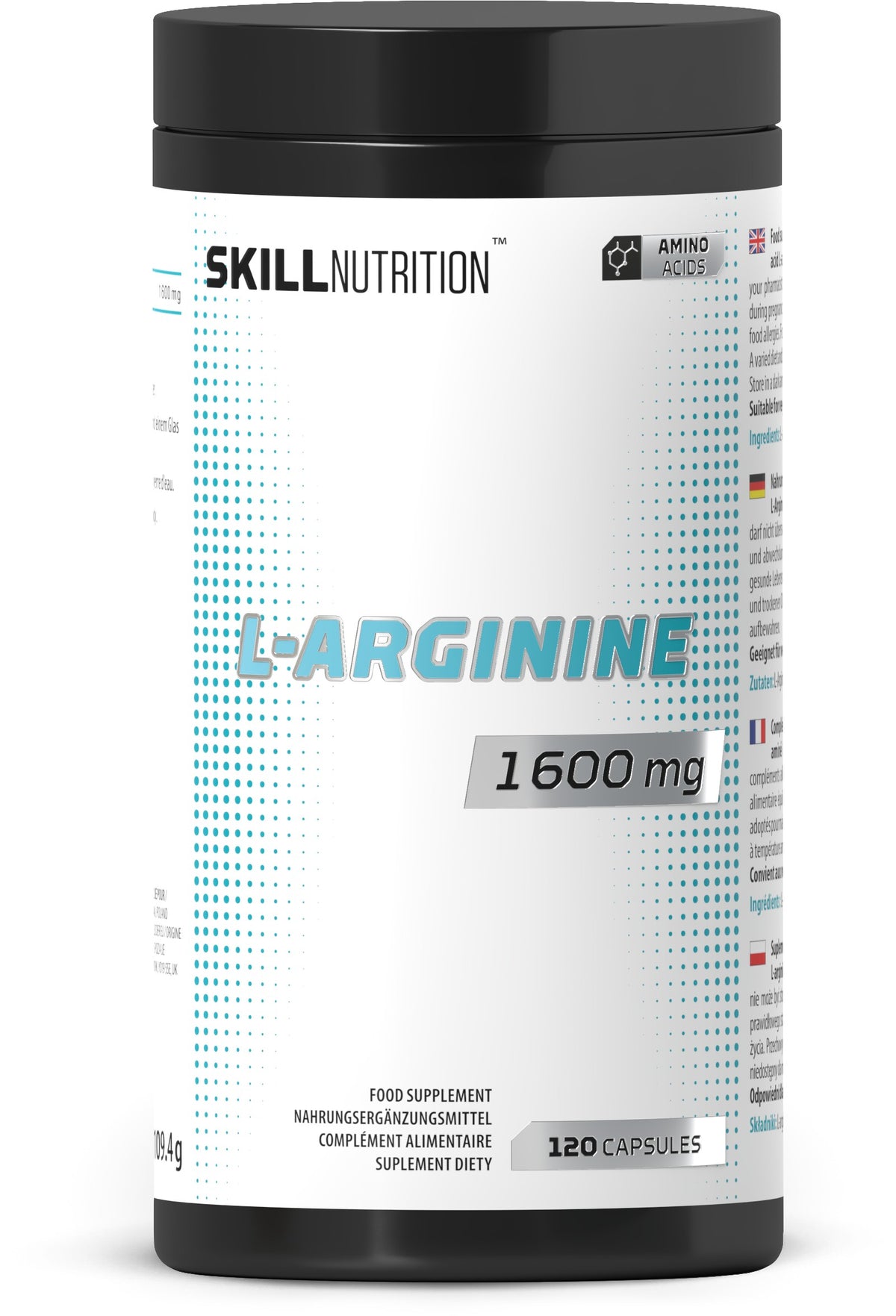 Skill Nutrition - L-Arginin, 1600mg - 120 Veganske Kapsler