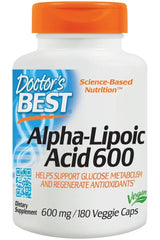 Doctor's Best Alpha Lipoic Acid 600mg dietary supplement for antioxidant support and glucose metabolism.