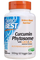 Doctor's Best Curcumin Phytosome with Meriva bottle, 500mg, 60 vegan caps for healthy joints and antioxidant support.