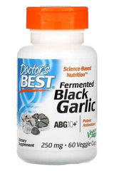 Doctor's Best Fermented Black Garlic 60 vcaps bottle, potent antioxidant and immune support supplement, vegan, gluten-free.