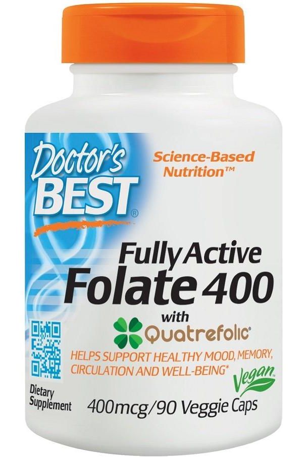 Doctor's Best - Fully Active Folate 400 with Quatrefolic, 400mcg - 90 vcaps - Nutri.se