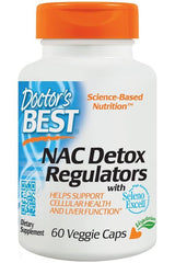 Doctor's Best NAC Detox Regulators supplement bottle for liver health and detoxification, 60 veggie caps.
