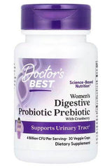 Doctor's Best Women's Digestive Probiotic Prebiotic with Cranberry - Supports Urinary Tract, 30 veggie caps.
