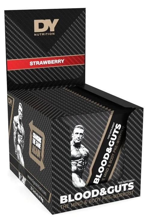 Dorian Yates Blood and Guts Pre-Workout Sachets in Strawberry flavor - 20 x 19g box