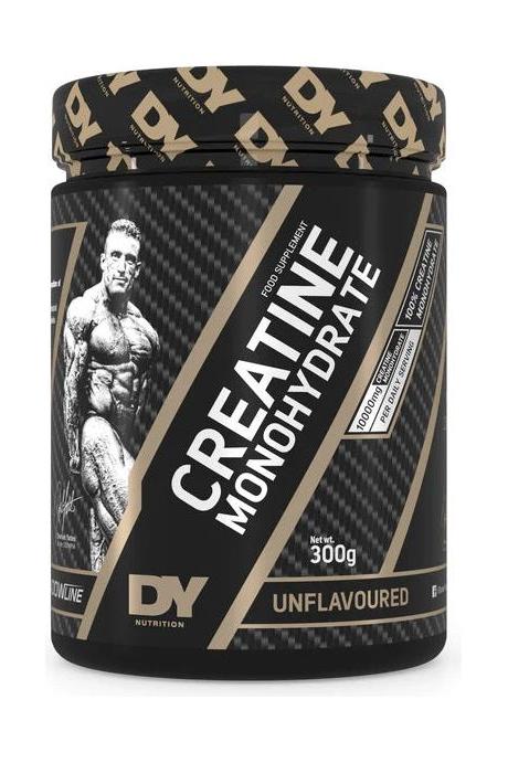 Dorian Yates Creatine Monohydrate 300g tub, unflavored dietary supplement for enhanced physical performance.