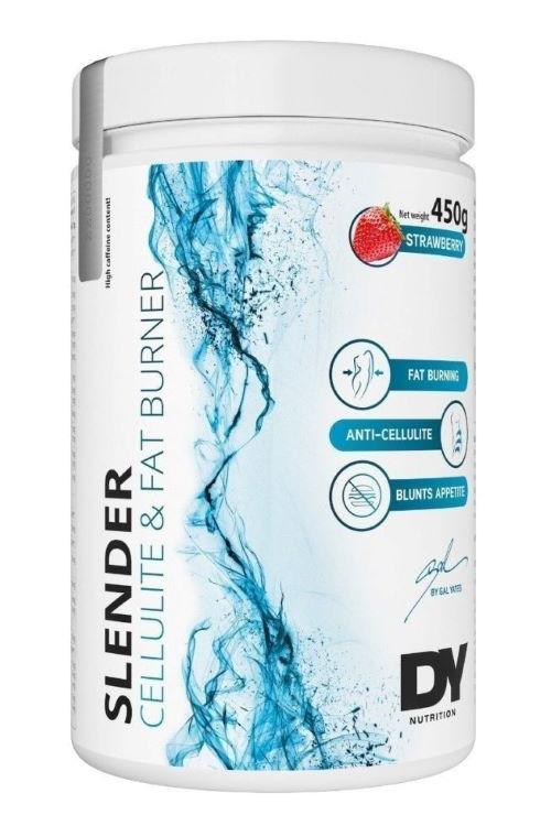 Dorian Yates Slender Cellulite & Fat Burner 450g, strawberry flavor, designed for fat burning and cellulite reduction.