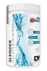 Dorian Yates Slender Cellulite & Fat Burner 450g, strawberry flavor, designed for fat burning and cellulite reduction.