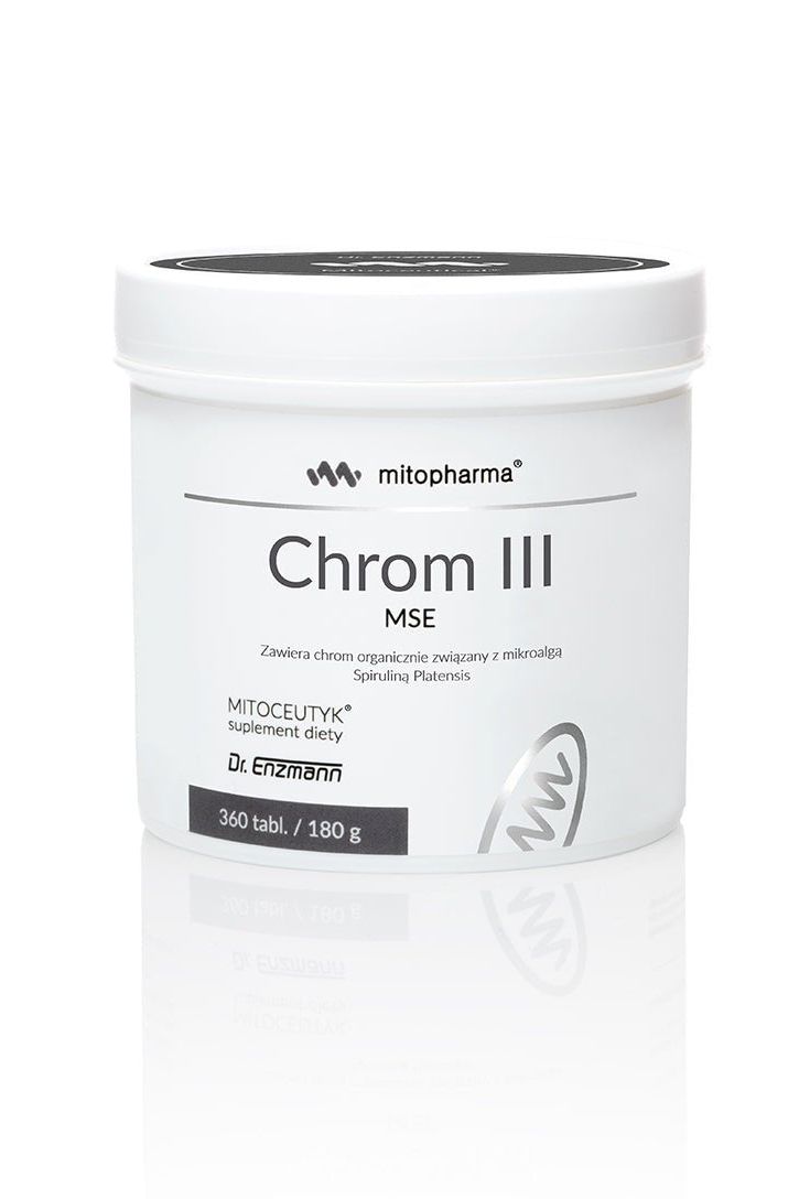 Dr. Enzmann Chrom III MSE supplement jar, a natural source of high-bioavailability trivalent chromium.