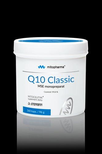 Dr. Enzmann Q10 Classic supplement jar, 360 capsules, high-quality antioxidant for energy production.
