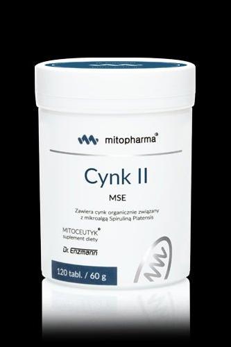 Dr. Enzmann Mse Zinc supplement in a white container, 120 tablets, featuring Spirulina as a natural zinc source.