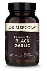 Dr. Mercola Fermented Black Garlic bottle (60 capsules) - dietary supplement with health benefits.