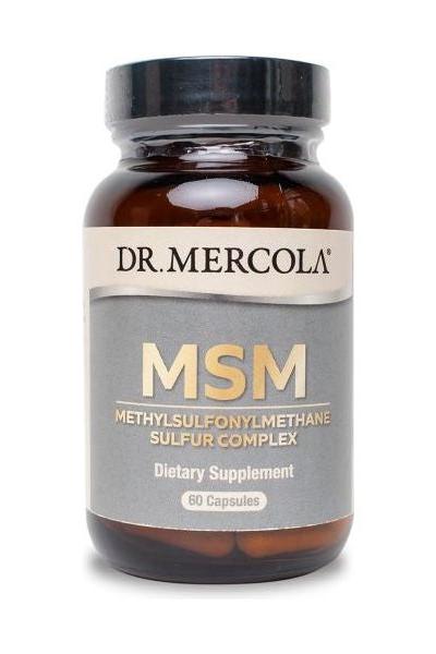 Dr. Mercola MSM Sulfur Complex bottle with 60 capsules for dietary supplementation