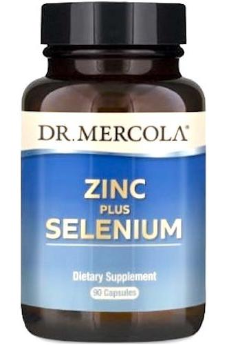 Dr. Mercola Zinc Plus Selenium dietary supplement, 90 capsules for health benefits.