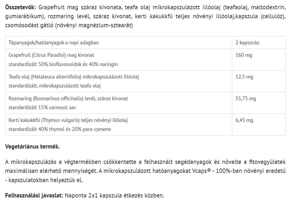 Erba Vita Fitotree baksida näringsfakta