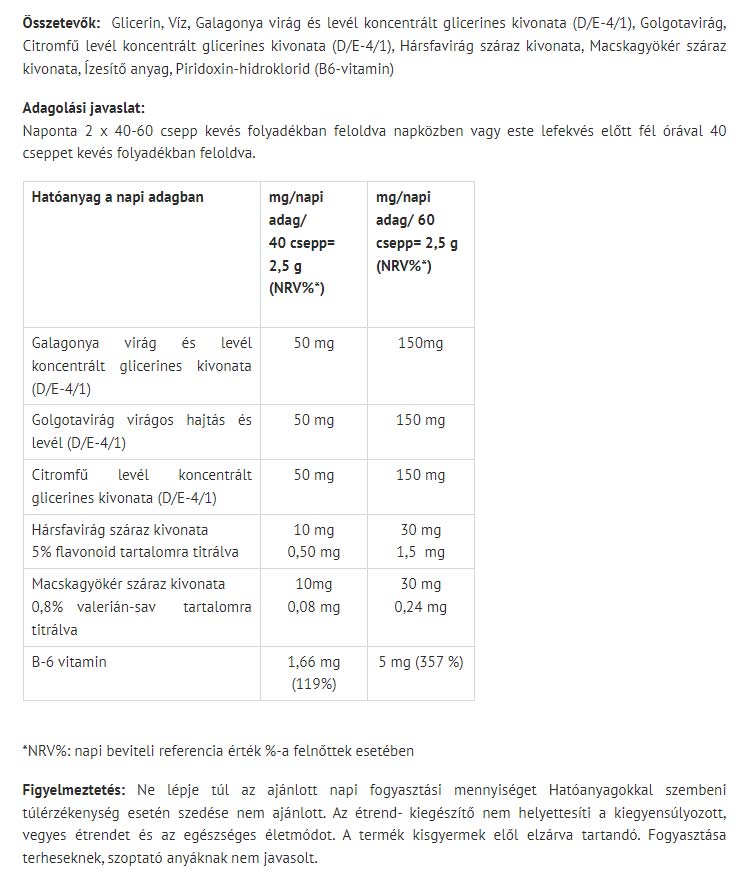 Erba Vita LietoSon 50ml baksida med näringsinformation