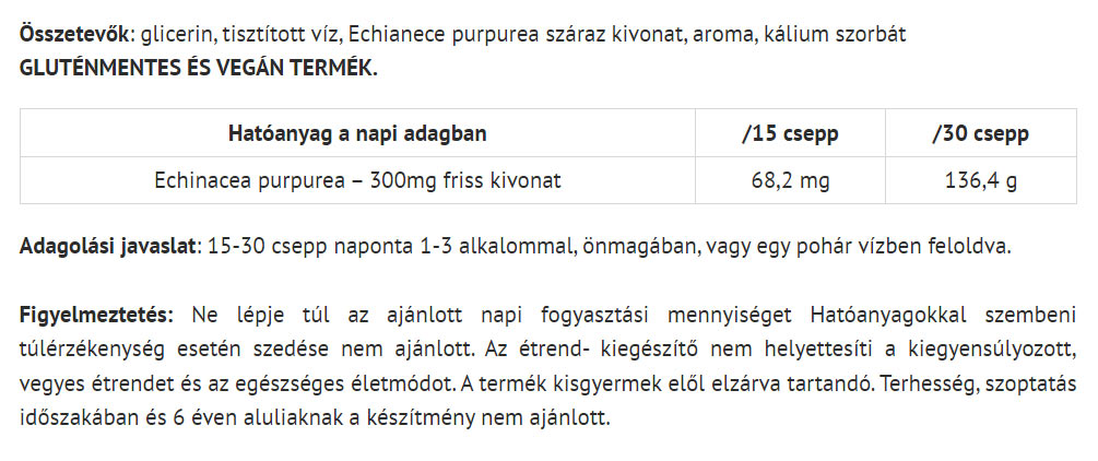 Echinacea-droppar ingredienser etikett