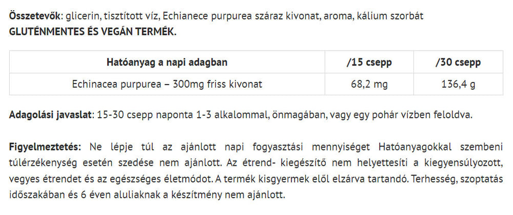 Echinacea-droppar ingredienser etikett