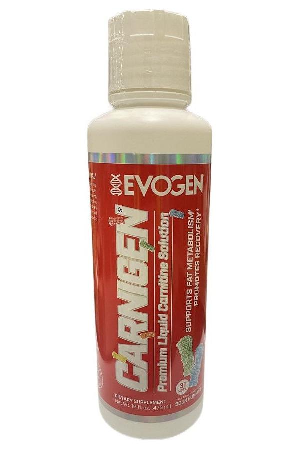 Evogen Carnigen Liquid, 473 ml bottle supporting fat metabolism and recovery in a dietary supplement.
