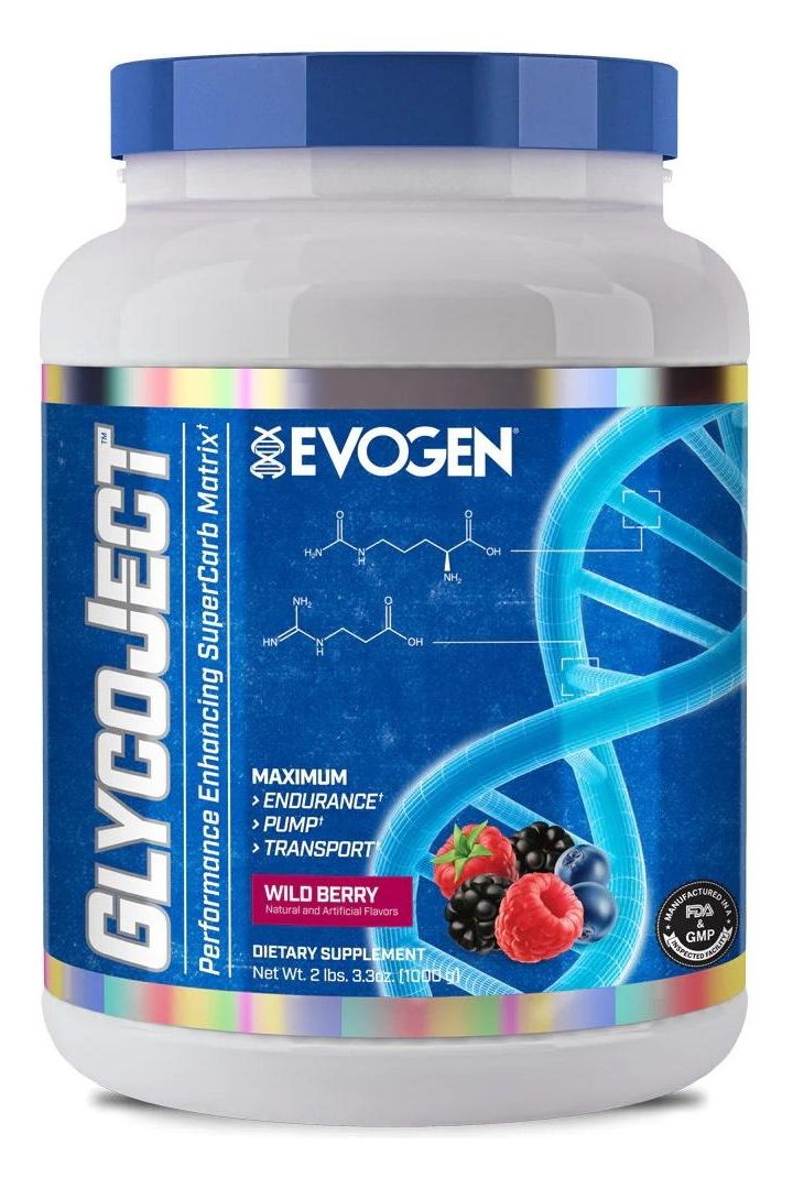 Evogen GlycoJect wild berry supplement for muscle fullness, pump, and endurance.