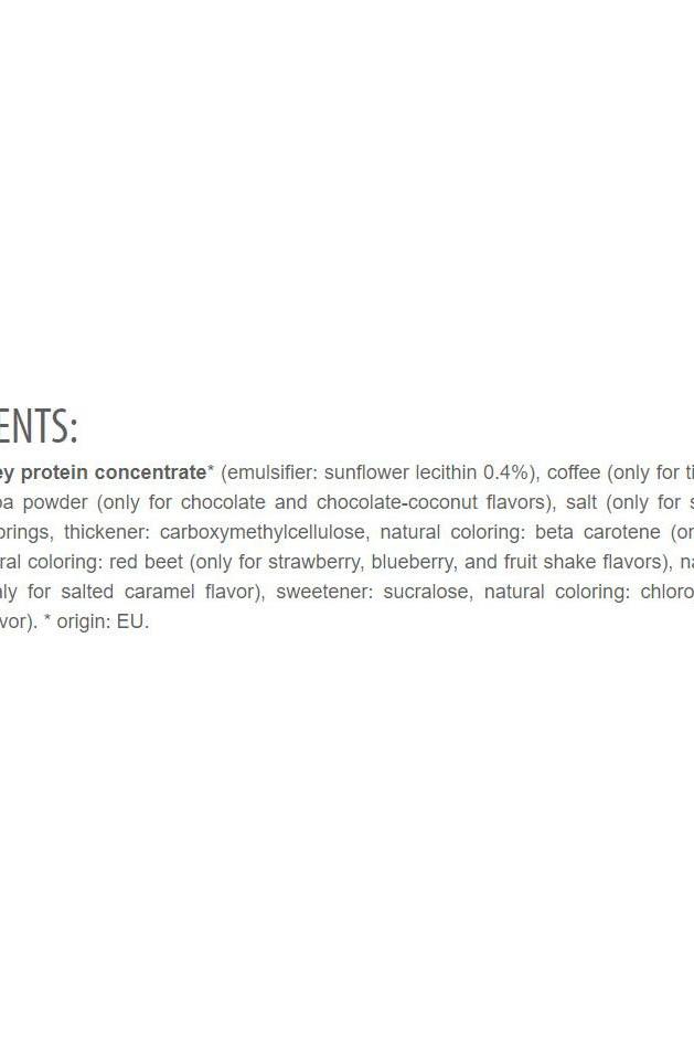 List of ingredients for Extrifit 100% Instant Whey Protein including flavors and additives.