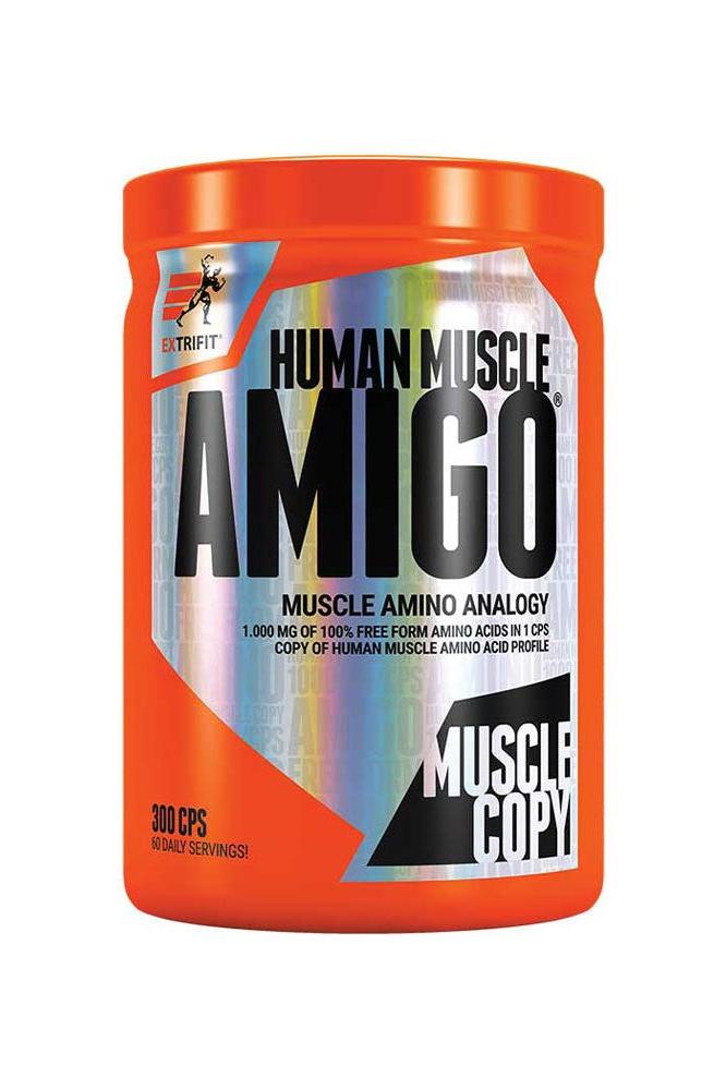 Extrifit Amigo protein capsules for muscle growth, 300 capsules, human muscle amino acid profile.