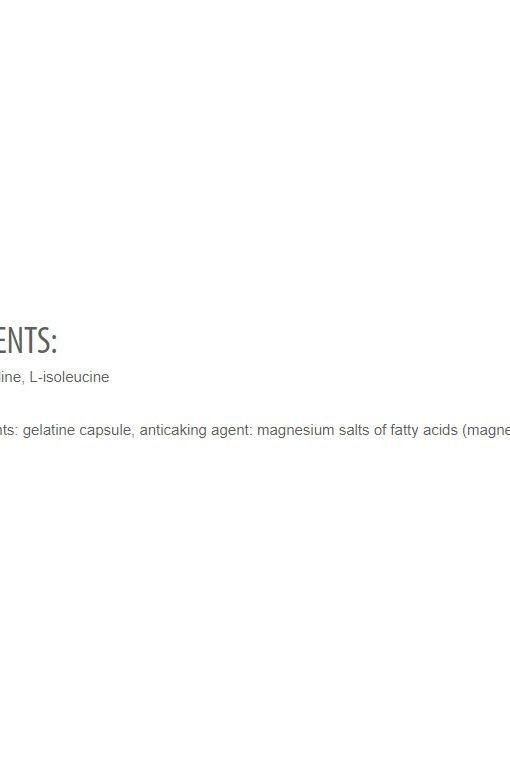 Ingredient list for Extrifit BCAA 2:1:1 capsules including L-leucine and L-isoleucine.