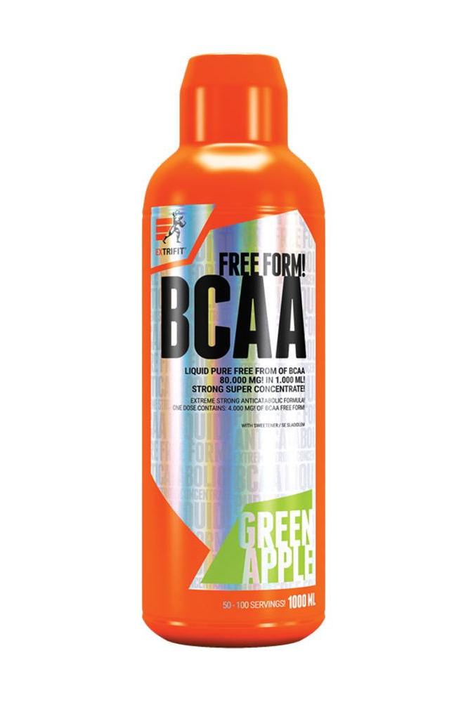 Extrifit BCAA 80000 mg Liquid in Green Apple flavor, 1000 ml, essential branched-chain amino acids for energy.