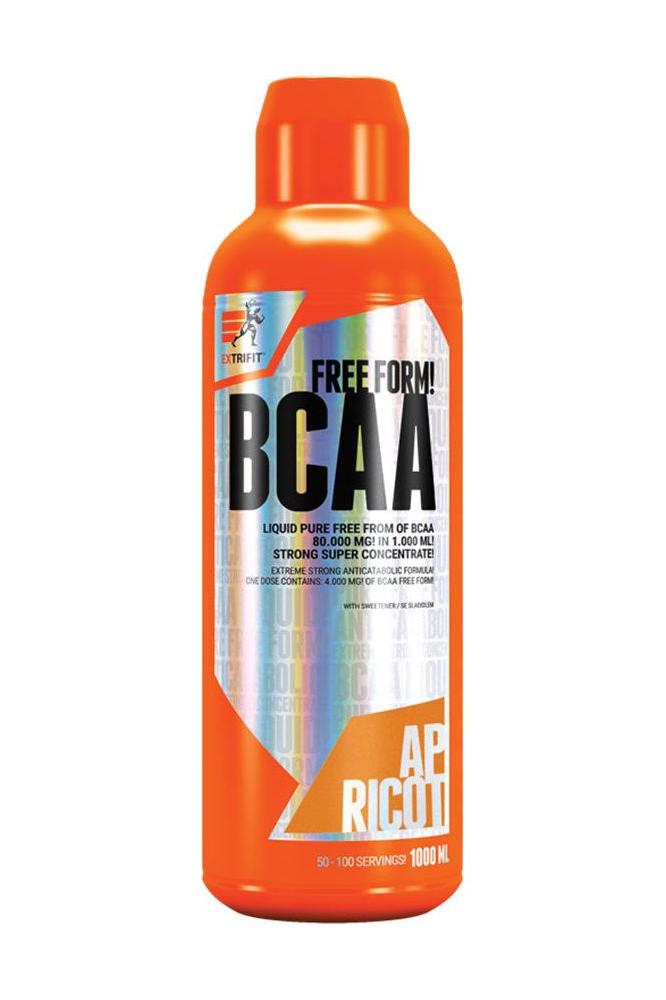 Extrifit BCAA 80000 mg Liquid supplement bottle with bright orange packaging, 1000 ml size.