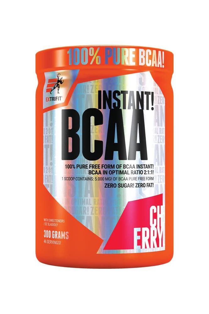 Extrifit BCAA Instant Cherry flavor 100% pure instant BCAA supplement, 300 grams, zero sugar and zero fat.