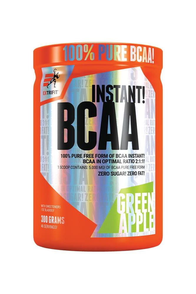 Extrifit BCAA Instant in Green Apple flavor, 100% pure and sugar-free, offering essential amino acids for muscle support.